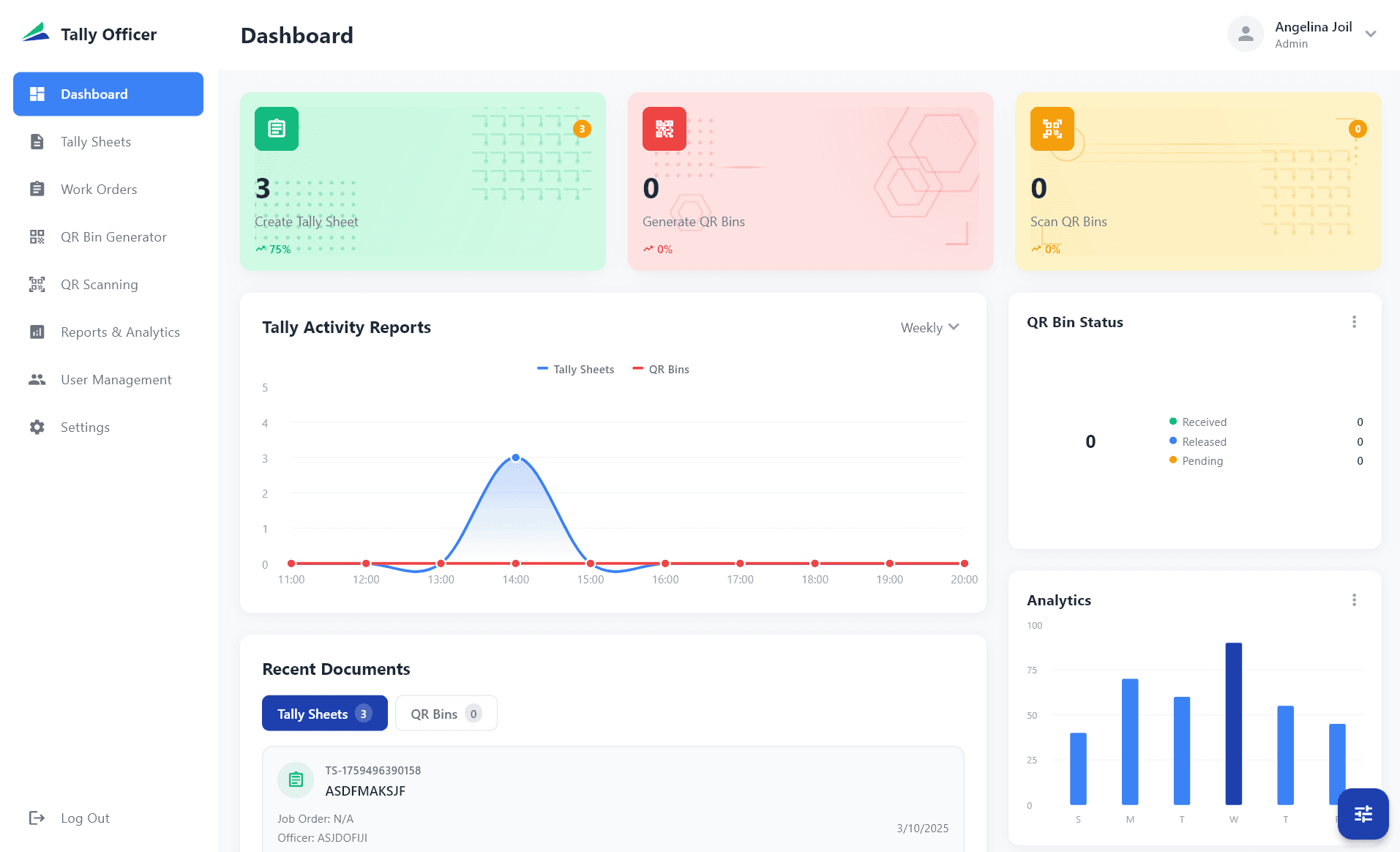 Tally Officer Dashboard